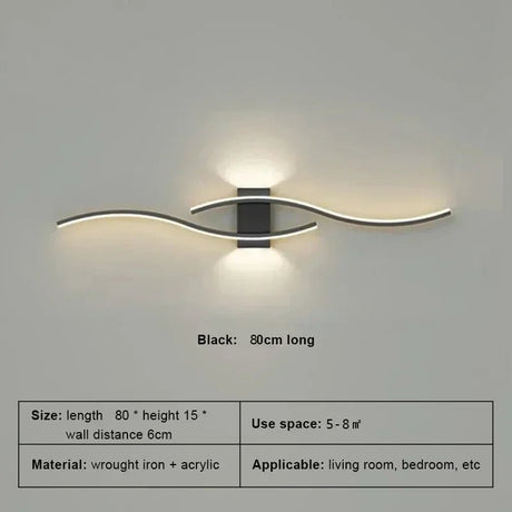 Modern Strip Black White Gold Decorative LED Wall Lamp - Hans Lumiere