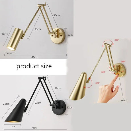 Modern Wall Mounted Rotating Reading Lamp - Hans Lumiere