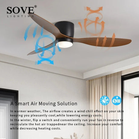 Modern White Ceiling Fan With LED Light And Remote Control - Hans Lumiere