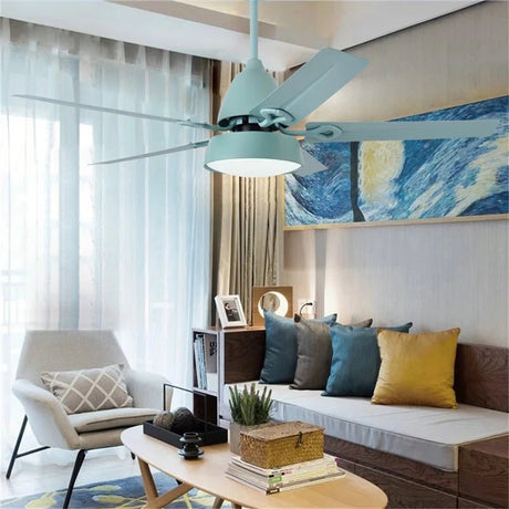 Modern Wood Blade Ceiling Fan With Light And Remote Control - Hans Lumiere