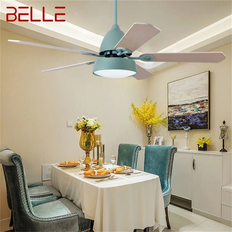 Modern Wood Blade Ceiling Fan With Light And Remote Control - Hans Lumiere
