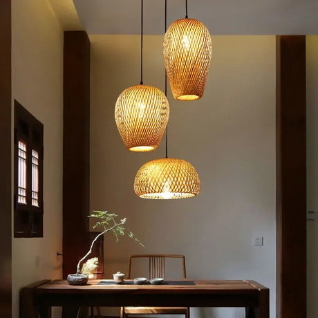 Natural Bamboo LED Pendant Chandelier - Hans Lumiere