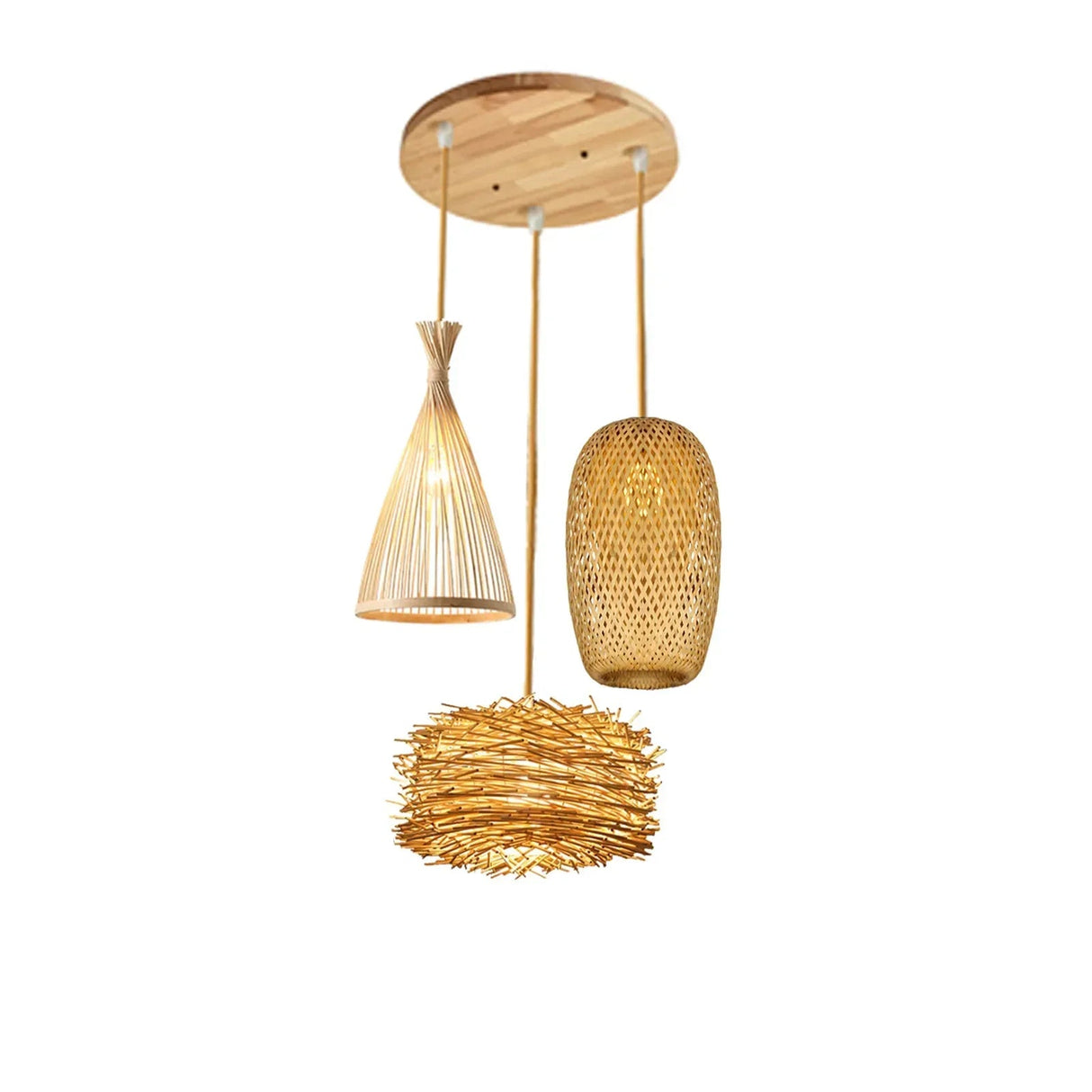 Natural Bamboo LED Pendant Chandelier - Hans Lumiere
