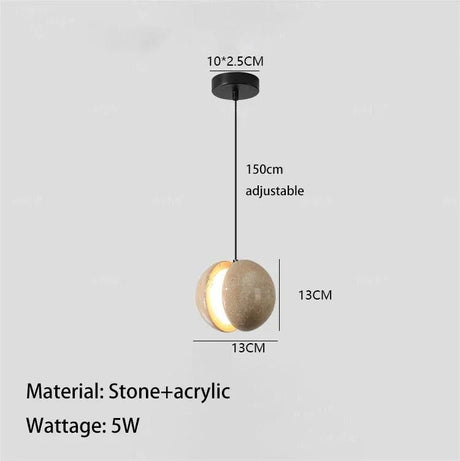 Natural Stone Lunar LED Chandelier Pendant Lamp - Hans Lumiere