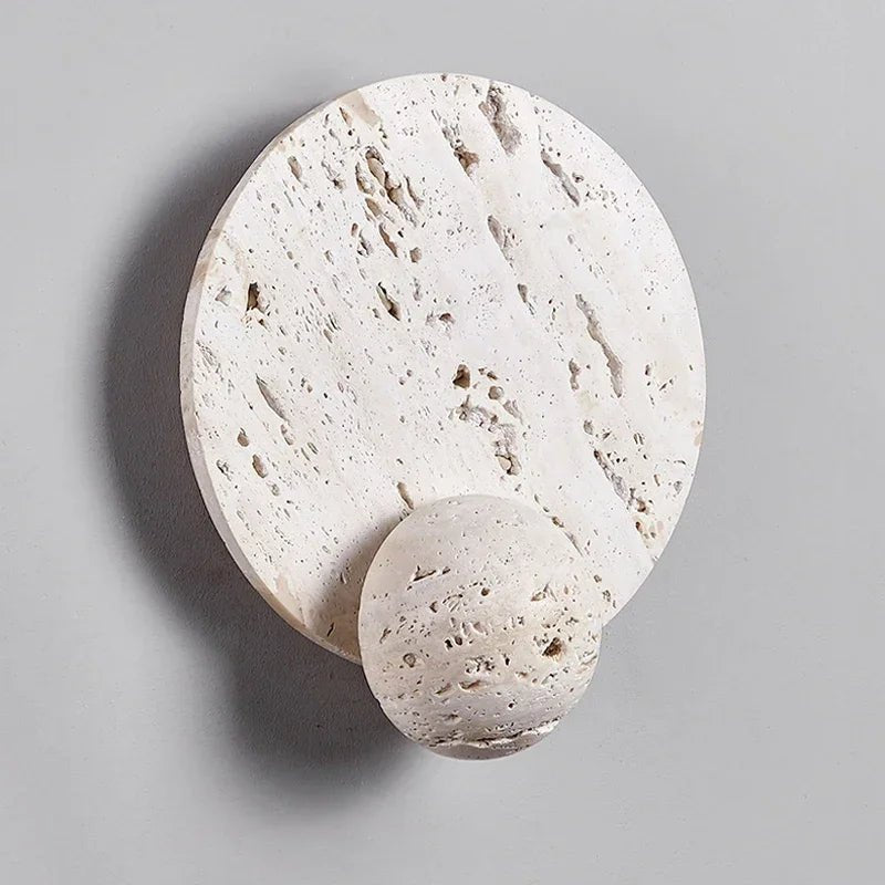 Natural White Cave Stone Creative Design Disk Wall Lamp - Hans Lumiere