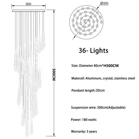 New Modern LED Crystal Chandelier Art Luster - Hans Lumiere