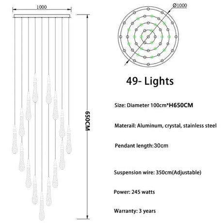 New Modern LED Crystal Chandelier Art Luster - Hans Lumiere