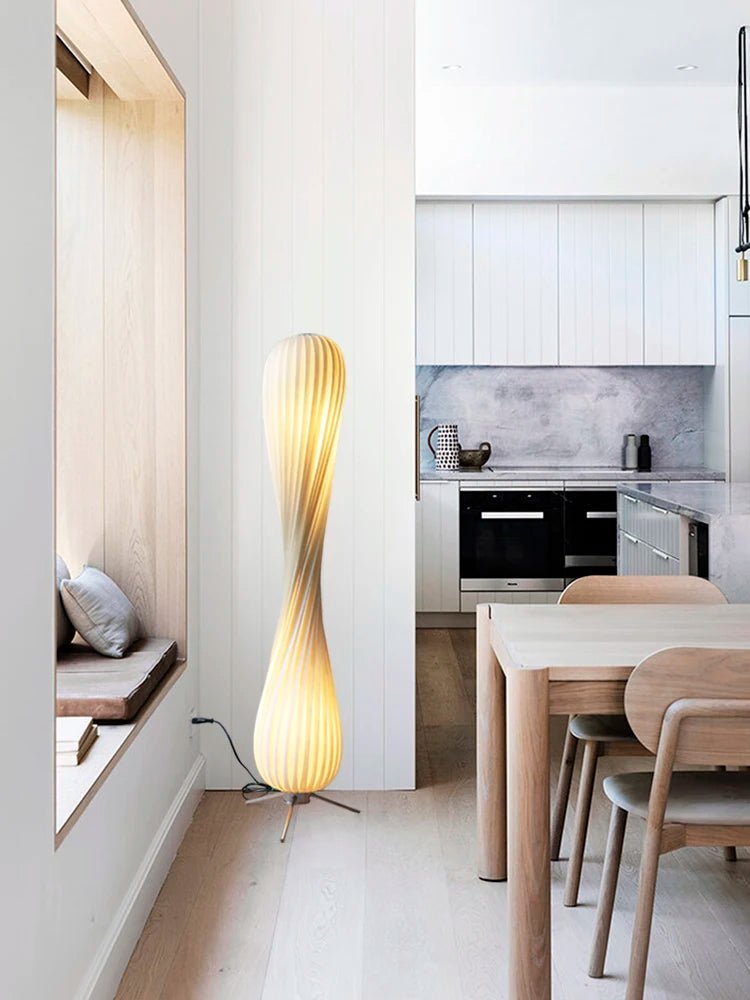 New Retro Wabi Sabi Wooden Floor Lamp - Hans Lumiere
