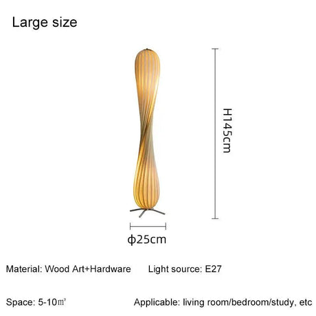New Retro Wabi Sabi Wooden Floor Lamp - Hans Lumiere