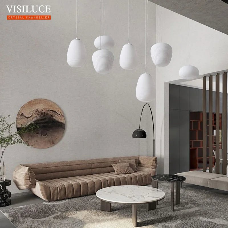 Nodic Style Milky White Glass Modern Pendant Light - Hans Lumiere