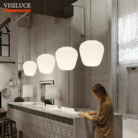 Nodic Style Milky White Glass Modern Pendant Light - Hans Lumiere