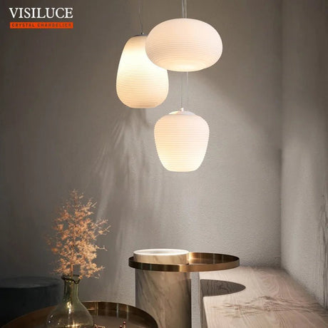 Nodic Style Milky White Glass Modern Pendant Light - Hans Lumiere