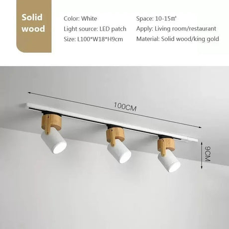 Nordic 3 Head Wooden LED Track Light - Hans Lumiere