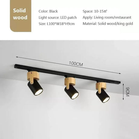 Nordic 3 Head Wooden LED Track Light - Hans Lumiere