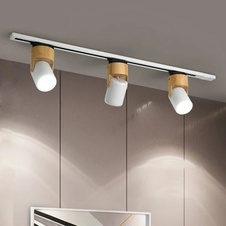 Nordic 3 Head Wooden LED Track Light - Hans Lumiere