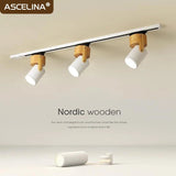 Nordic 3 Head Wooden LED Track Light - Hans Lumiere