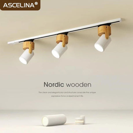 Nordic 3 Head Wooden LED Track Light - Hans Lumiere