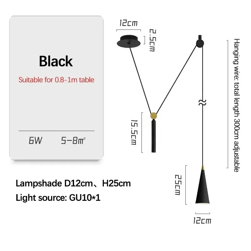 Nordic Cone Pendant Light – Removable LED Dining Lamp - Hans Lumiere
