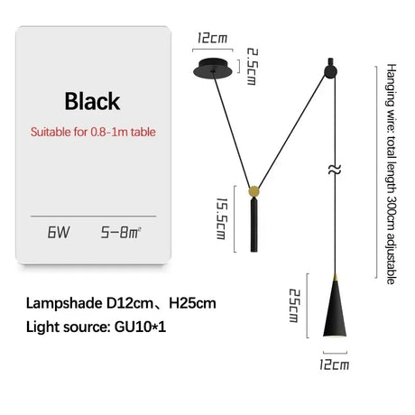 Nordic Cone Pendant Light – Removable LED Dining Lamp - Hans Lumiere