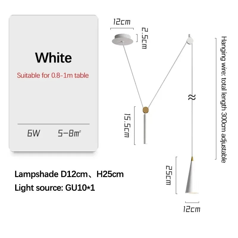 Nordic Cone Pendant Light – Removable LED Dining Lamp - Hans Lumiere