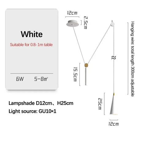 Nordic Cone Pendant Light – Removable LED Dining Lamp - Hans Lumiere