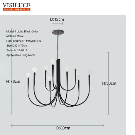 Nordic Copper Gold/Black Chandelier Pendant Light - Hans Lumiere