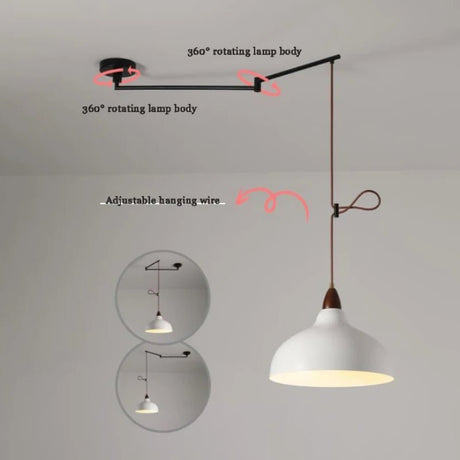 Nordic Dining Table Chandelier Retractable Rocker Arm Hanging Lamp - Hans Lumiere