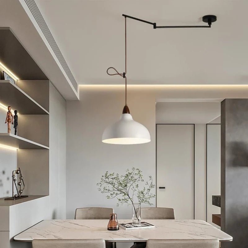 Nordic Dining Table Chandelier Retractable Rocker Arm Hanging Lamp - Hans Lumiere