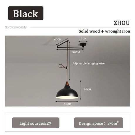 Nordic Dining Table Chandelier Retractable Rocker Arm Hanging Lamp - Hans Lumiere