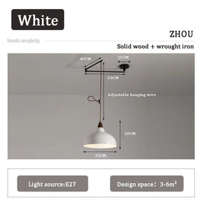 Nordic Dining Table Chandelier Retractable Rocker Arm Hanging Lamp - Hans Lumiere