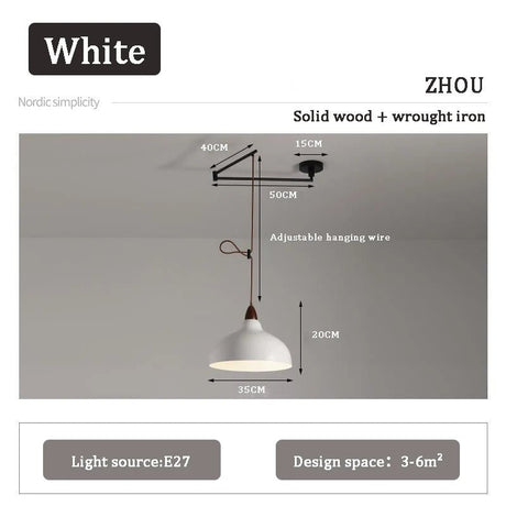 Nordic Dining Table Chandelier Retractable Rocker Arm Hanging Lamp - Hans Lumiere