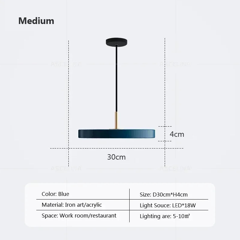 Nordic Disc Pendant Light – LED Hanging Fixture, 23–40cm - Hans Lumiere