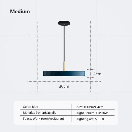 Nordic Disc Pendant Light – LED Hanging Fixture, 23–40cm - Hans Lumiere
