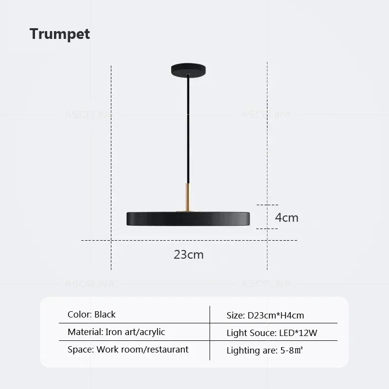 Nordic Disc Pendant Light – LED Hanging Fixture, 23–40cm - Hans Lumiere