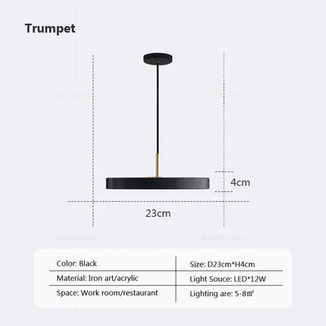 Nordic Disc Pendant Light – LED Hanging Fixture, 23–40cm - Hans Lumiere
