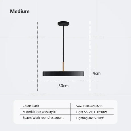 Nordic Disc Pendant Light – LED Hanging Fixture, 23–40cm - Hans Lumiere