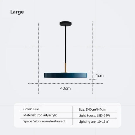 Nordic Disc Pendant Light – LED Hanging Fixture, 23–40cm - Hans Lumiere