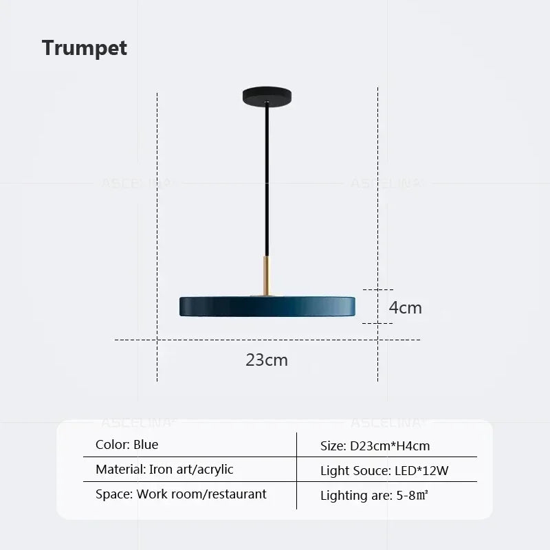 Nordic Disc Pendant Light – LED Hanging Fixture, 23–40cm - Hans Lumiere