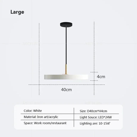 Nordic Disc Pendant Light – LED Hanging Fixture, 23–40cm - Hans Lumiere
