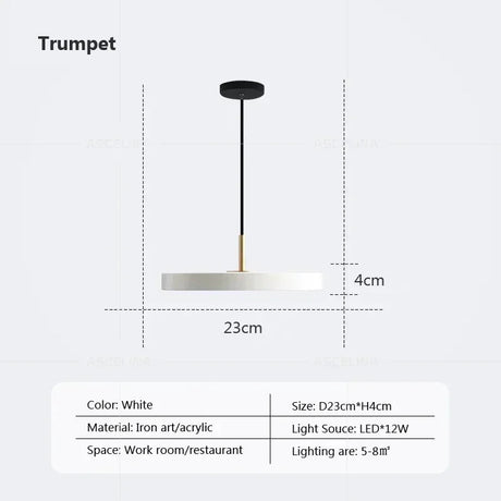 Nordic Disc Pendant Light – LED Hanging Fixture, 23–40cm - Hans Lumiere