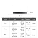 Nordic Disc Pendant Light – LED Hanging Fixture, 23–40cm - Hans Lumiere