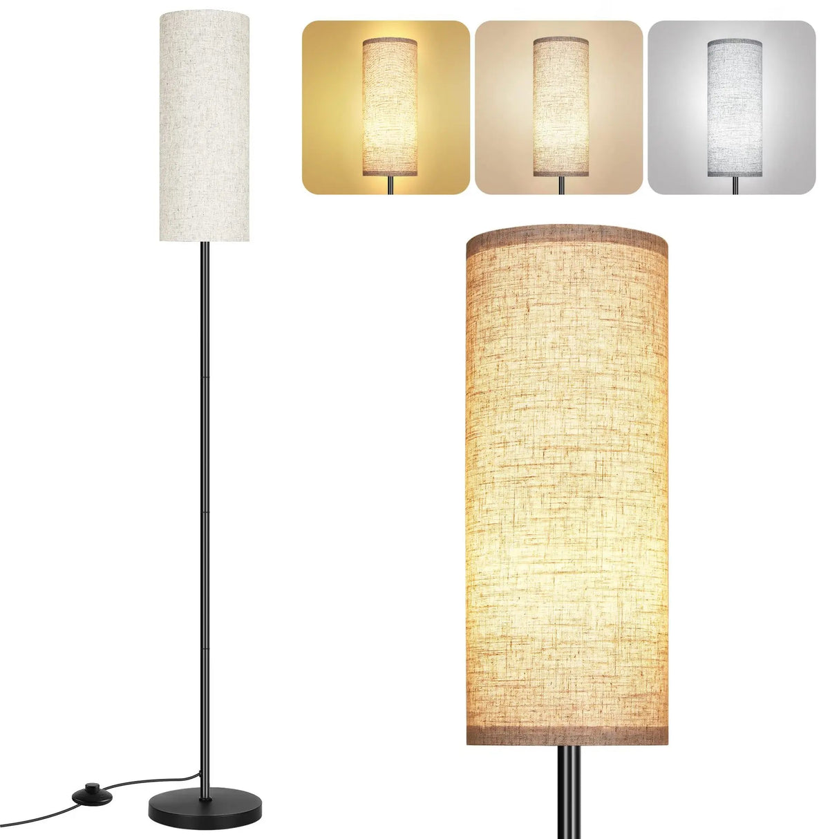 Nordic Fabric Sofa Floor Lamp – Minimalist Iron Base for Living Room & Bedroom - Hans Lumiere