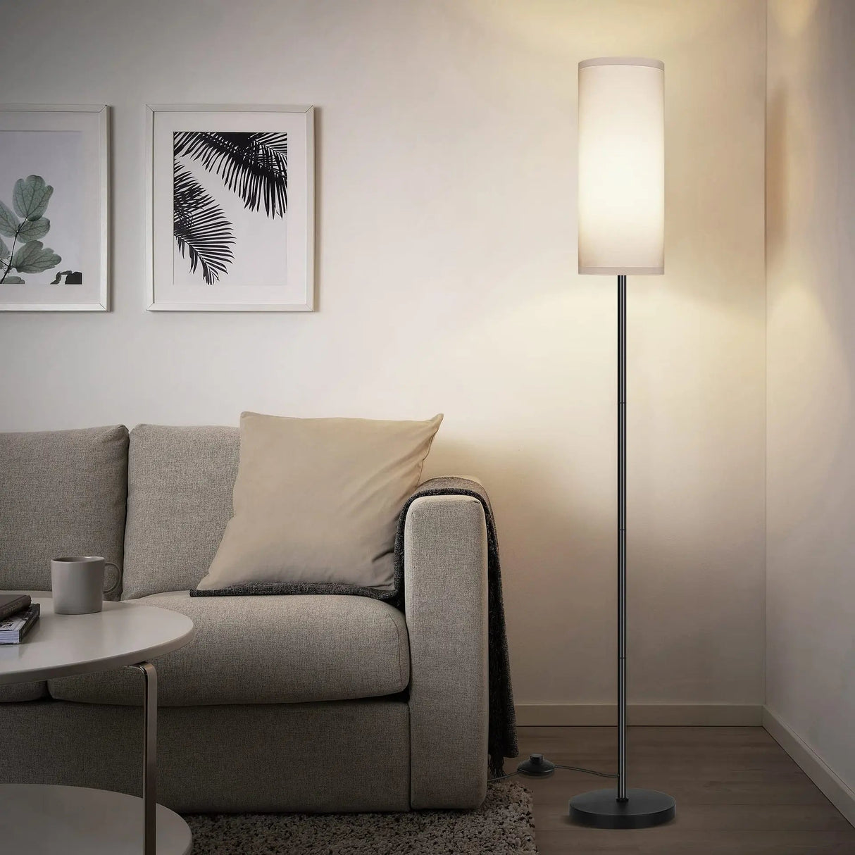 Nordic Fabric Sofa Floor Lamp – Minimalist Iron Base for Living Room & Bedroom - Hans Lumiere