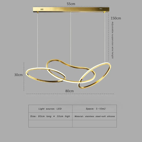 Nordic Gold LED Ring Chandelier for Dining Room and Living Room - Hans Lumiere