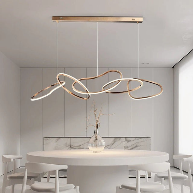 Nordic Gold LED Ring Chandelier for Dining Room and Living Room - Hans Lumiere