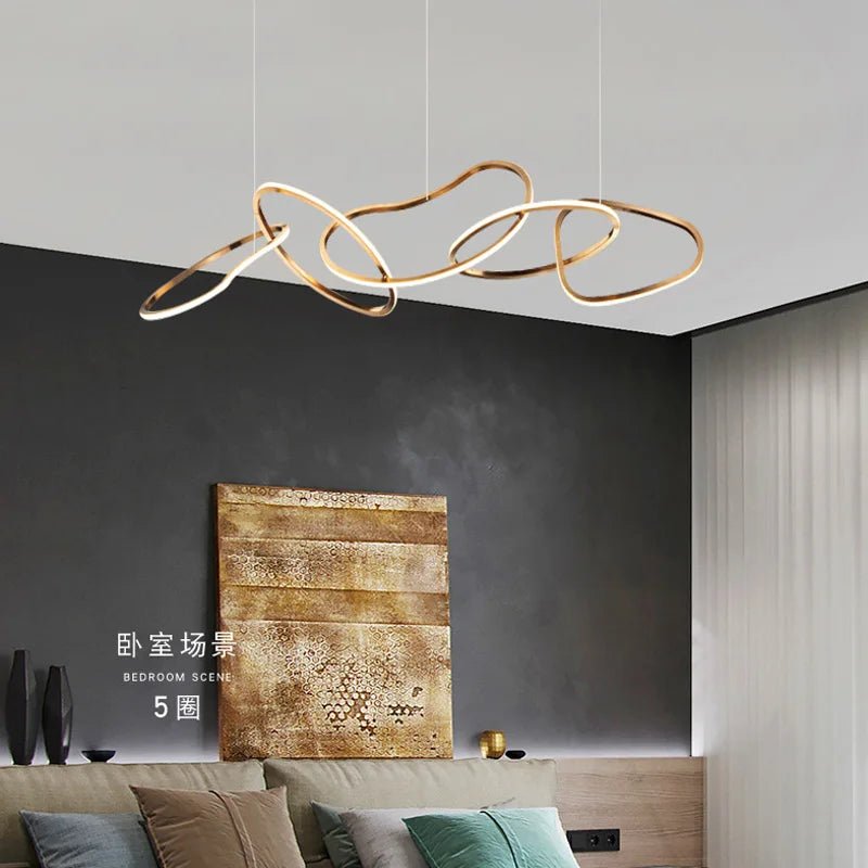 Nordic Gold LED Ring Chandelier for Dining Room and Living Room - Hans Lumiere