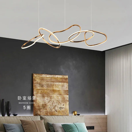 Nordic Gold LED Ring Chandelier for Dining Room and Living Room - Hans Lumiere