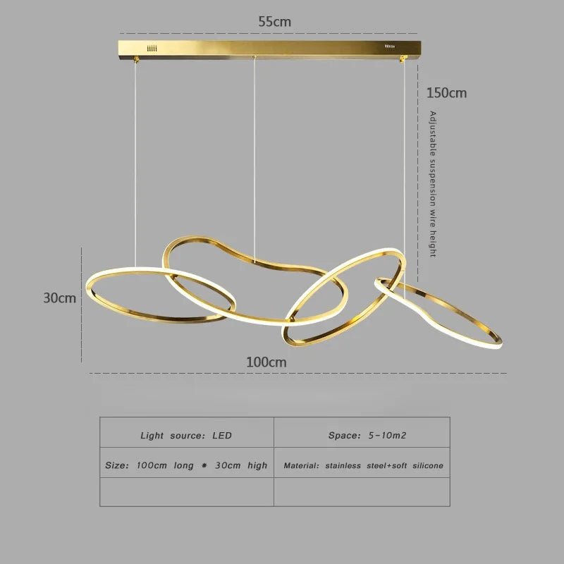 Nordic Gold LED Ring Chandelier for Dining Room and Living Room - Hans Lumiere