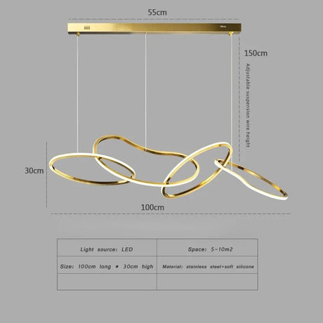 Nordic Gold LED Ring Chandelier for Dining Room and Living Room - Hans Lumiere