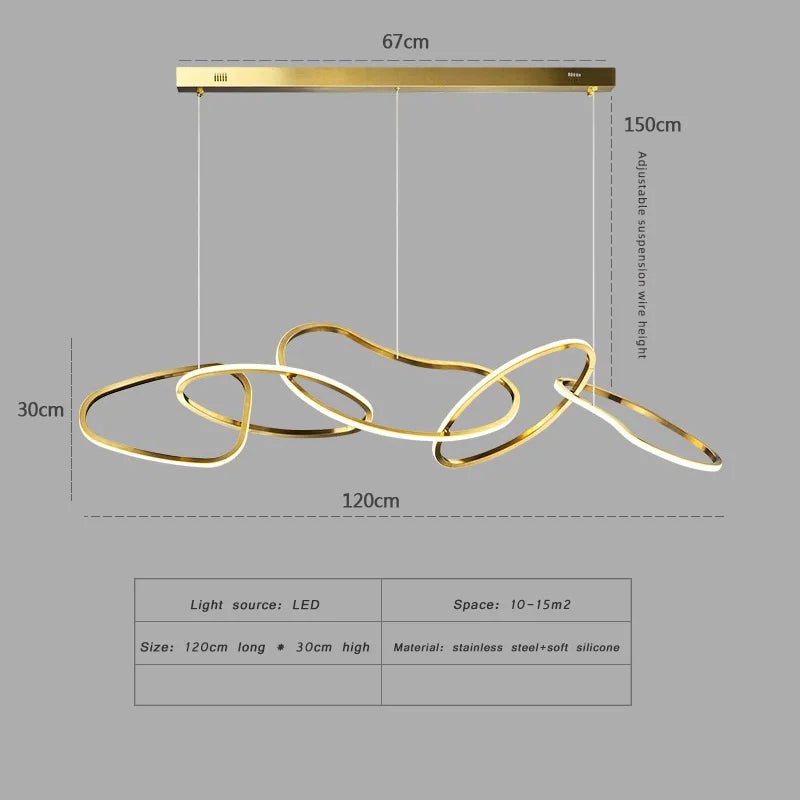 Nordic Gold LED Ring Chandelier for Dining Room and Living Room - Hans Lumiere
